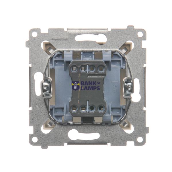 Two gang switch with indicator light, LED not replaceable Color: blue, (module), 10AX, quick connection, white image 1
