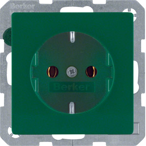 SCHUKO soc. out., screw-in lift terminals, Q.1/Q.3, green velvety image 1