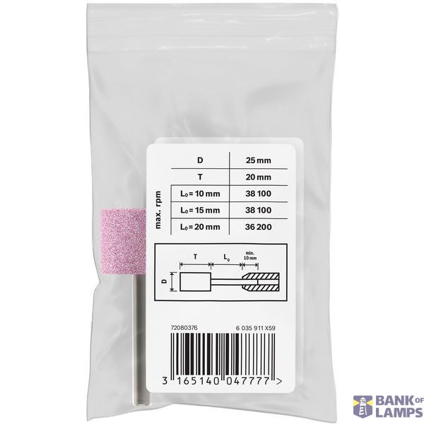 Grinding stone, cylindrical, medium-hard 6 mm, 60, 25 mm, 20 mm image 2