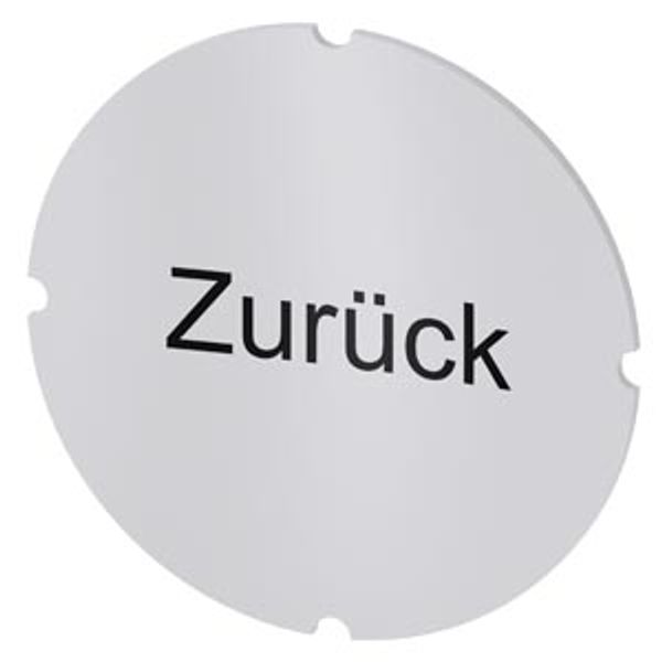 Inscription plate for illuminated pushbutton, round, milky, labeling: Zurück image 1