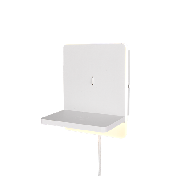 Fairfield LED wall lamp matt white with charging station image 1