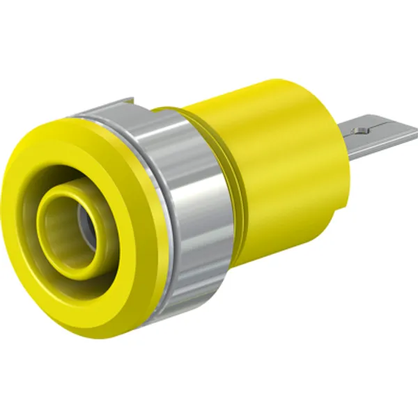 4 mm socket, flat plug connection, mounting Ø 12.2 mm, CAT III, yellow, 23.3070-24 image 1