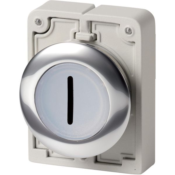 M30C-FDRL-W-X1 Illuminated pushbutton actuator, RMQ-Titan, Flat, maintained, White, inscribed 1, Metal bezel image 3