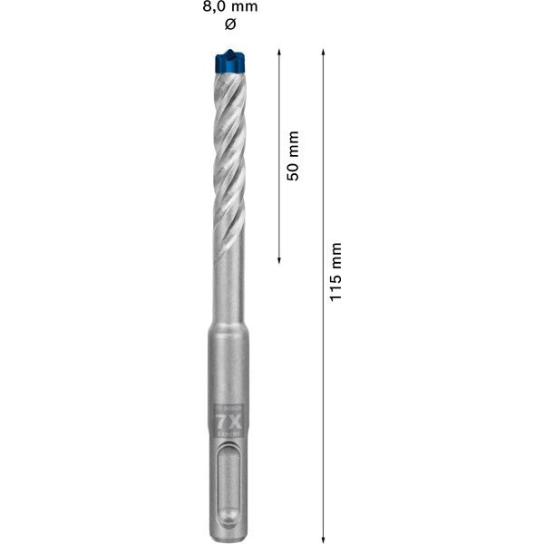 EXPERT SDS plus-7X Hammer Drill Bit 8 x 50 x 115 mm image 3