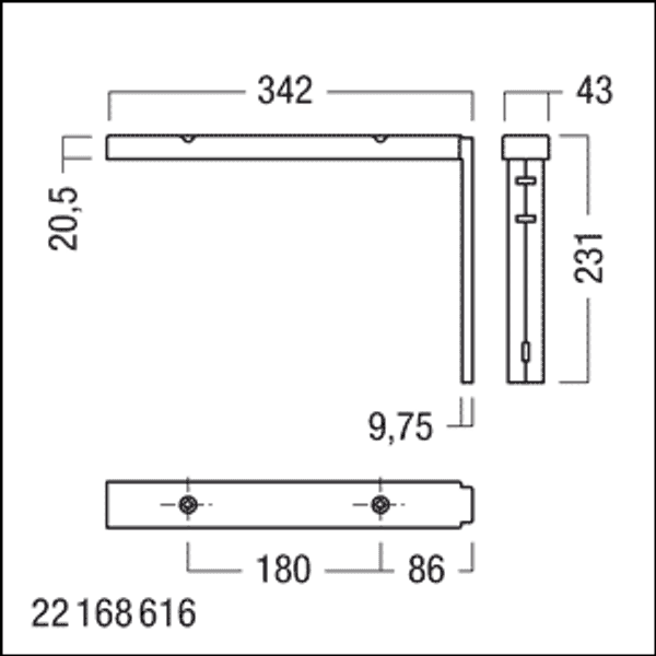 CROSSIGN 160 P MS90° bracket SR - Surface-mount bracket image 2