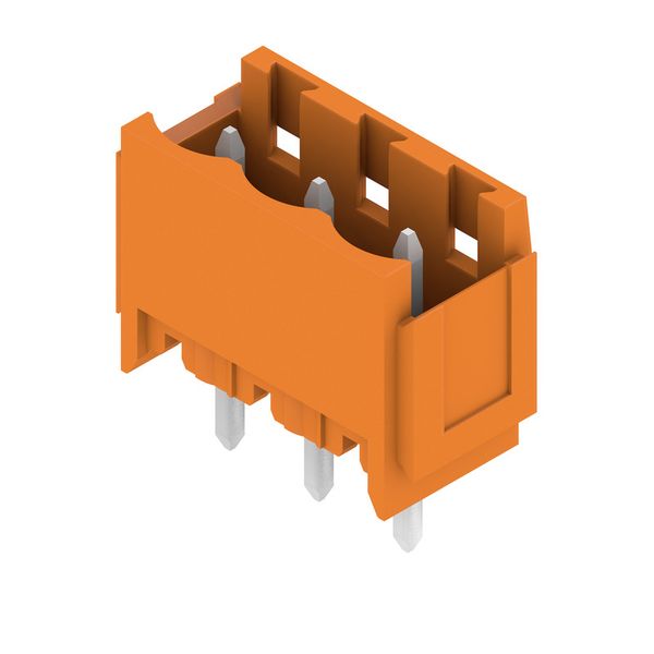 PCB plug-in connector, male header, Dovetails for fixing blocks, THT solder connection, 5.08 mm, Number of poles: 3, 180°, Solder pin length (l): 4.5 mm, tinned, orange, Box image 4