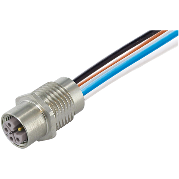 M12 Power female recept. L-cod. front PE-X-wires 5x2.5 UL 0,5m image 1