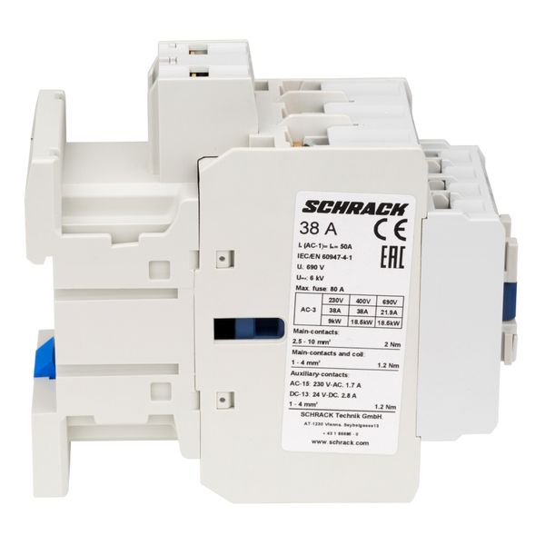 Contactor 3-pole, CUBICO Classic, 18,5kW, 38A,1NO+1NC, 24VAC image 7