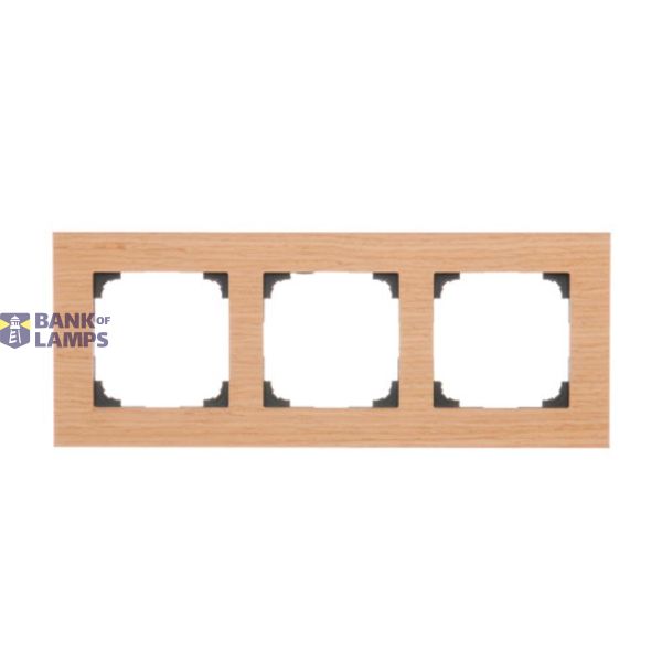 Triple frame, wood, light oak image 1