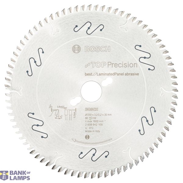 Top Precision Best for Laminated Panel Abrasive circular saw blade 250 x 30 x 3,2 mm, 80 image 1