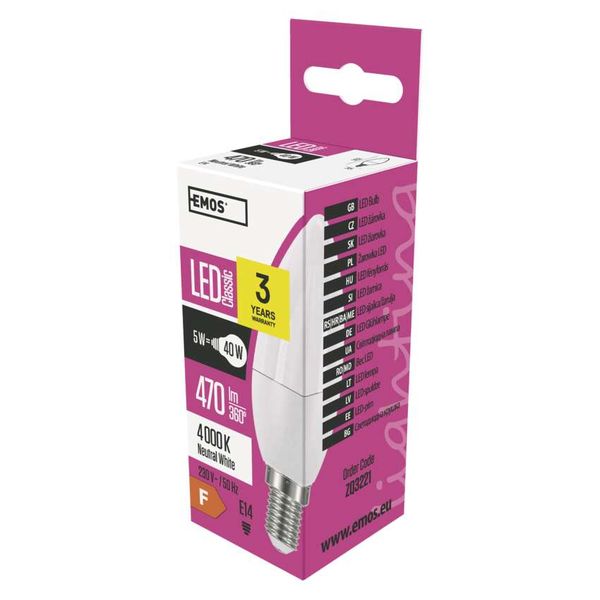 LED Bulb Classic Candle / E14 / 5 W (40 W) / 470 lm / Neutral White image 1