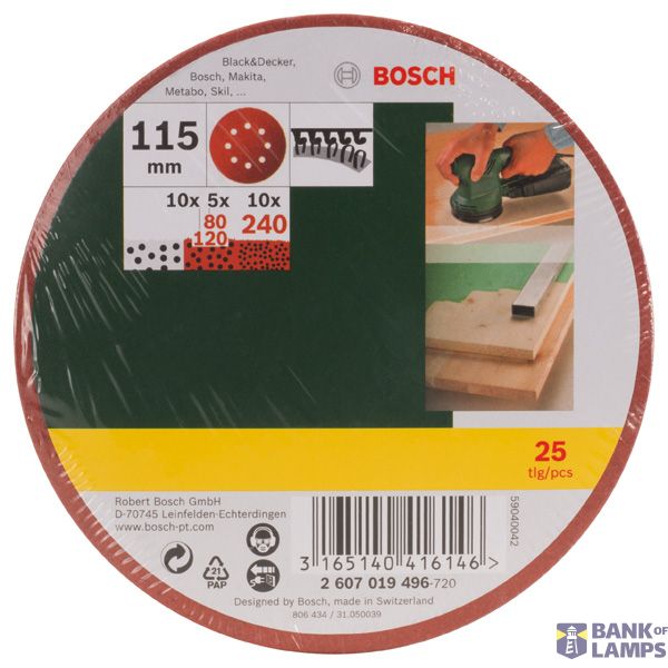 25-piece sanding sheet set for random orbit sanders, grit 80, 120, 240 115 mm image 2