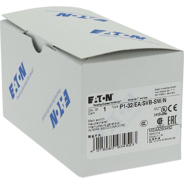 P1-32/EA/SVB-SW/N Main switch, P1, 32 A, flush mounting, 3 pole + N, STOP function, With black rotary handle and locking ring, Lockable in the 0 (Off) position image 27