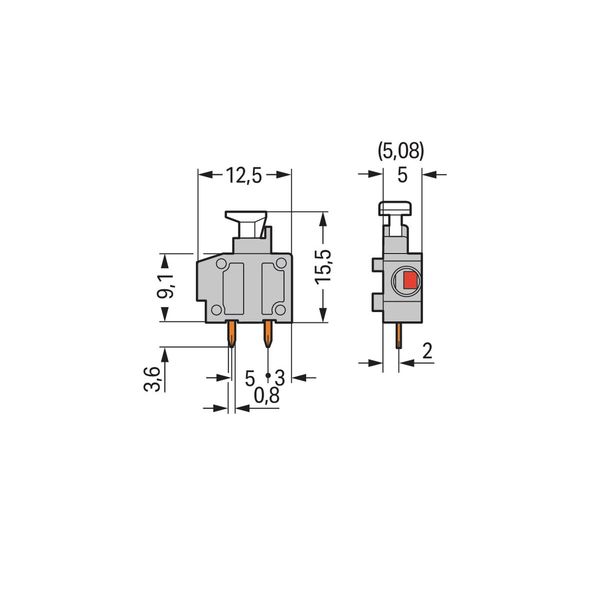 Stackable PCB terminal block push-button 1.5 mm² white image 2