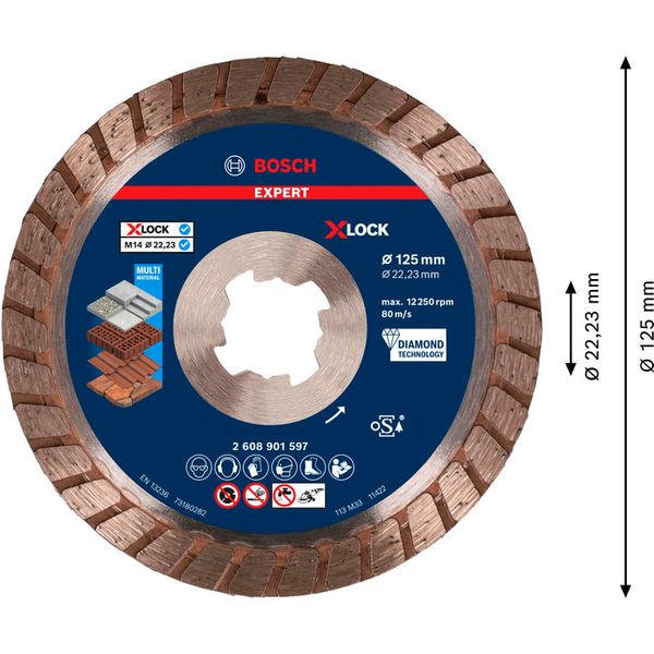 EXPERT MultiMaterial X-LOCK Diamond Cutting Disc 125 x 22.23 x 2.4 x 12 mm image 2
