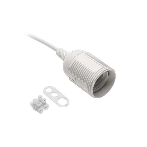 Socket E27 with cable and terminal block, white image 1
