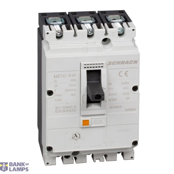 Moulded Case Circuit Breaker Type A, 3-pole, 36kA, 40A BT image 1