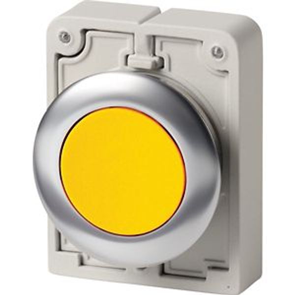 M30I-FDR-Y Pushbutton, RMQ-Titan, flat, maintained, yellow, blank, Front ring stainless steel image 2