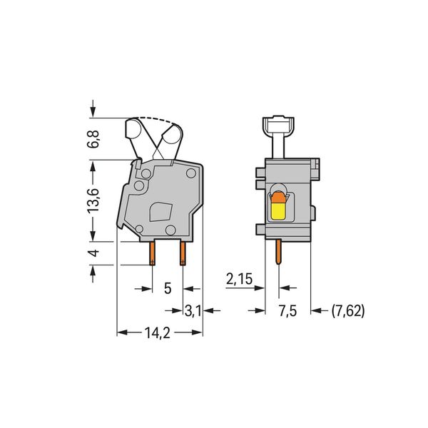 Stackable PCB terminal block push-button 2.5 mm² gray image 3