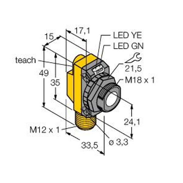 Ultrasonic Sensor diffuse mode sensor   QS18UNAQ8 image 1