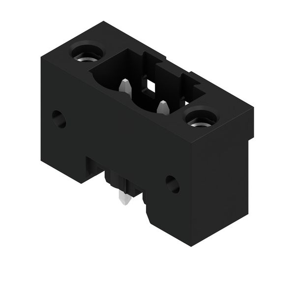 PCB plug-in connector, male header, Flange, THT/THR solder connection, 5.08 mm, Number of poles: 2, 180°, Solder pin length (l): 3.2 mm, tinned, black, Box image 4