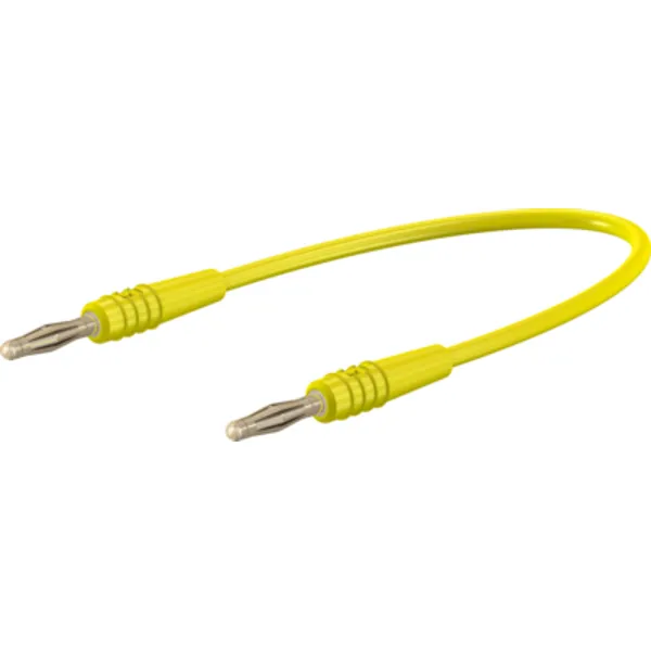 Measuring lead with (2 mm plug, spring-loaded, straight) to (2 mm plug, spring-loaded, straight), 450 mm, yellow, PVC, 0.5 mm², 28.0047-04524 image 1