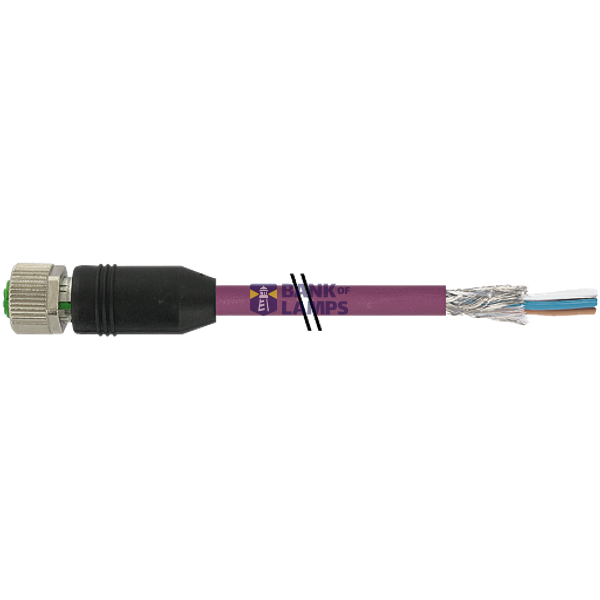 M12 female 0° B-cod. with cable shielded PUR AWG24+22 vt 35m image 1