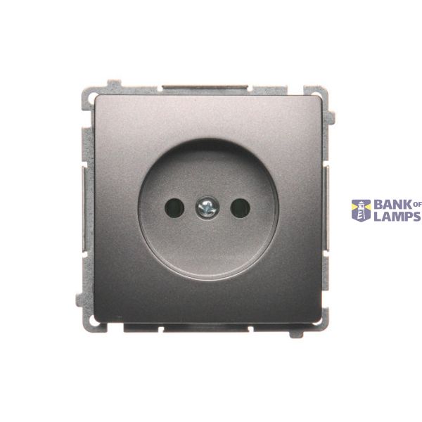Single socket outlet without earthing, Inox, metallized, 16A image 1