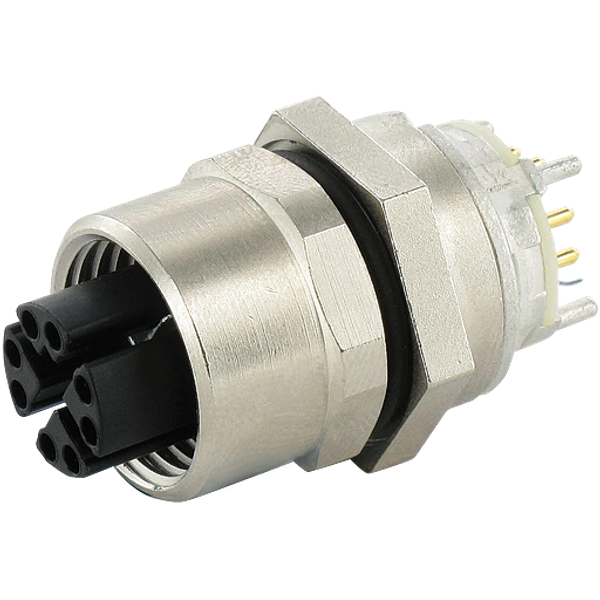 M12 female receptacle X coded front mount solder image 1