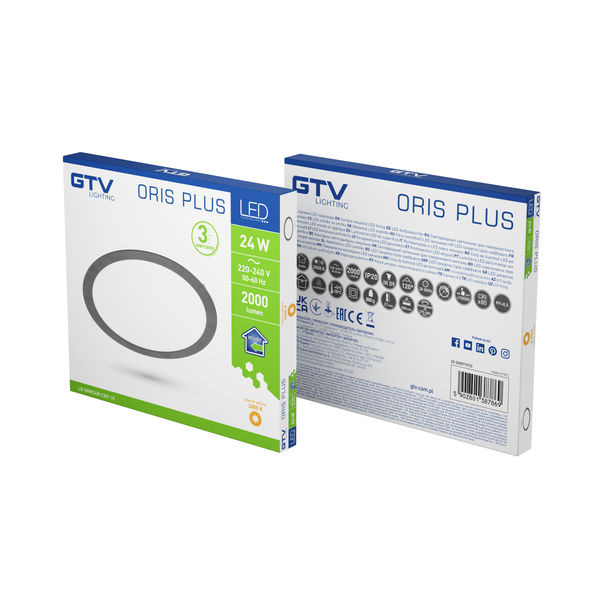 LED luminaire ORIS PLUS, 24 W, 2000 lm, IP20, AC220-240V, 50/60 Hz, 120°, 3000K, recessed, black image 2