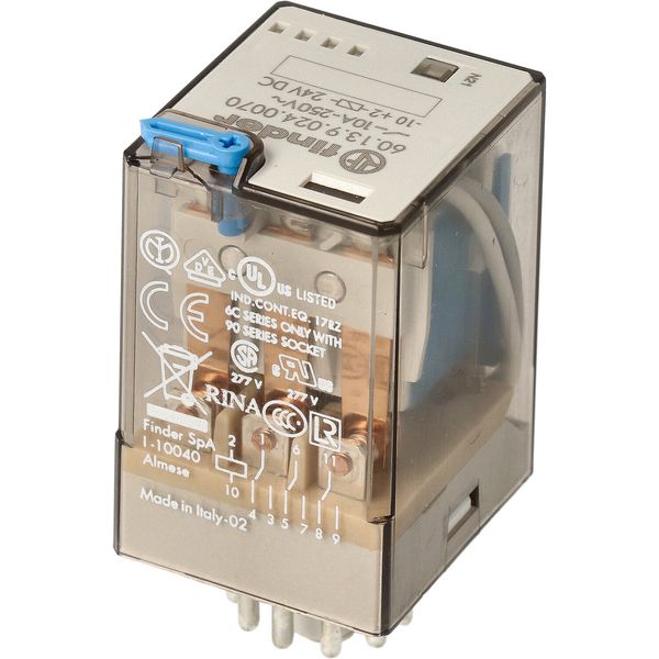 Rel. 3CO 10A/12VDC/Agni+Au/Test button/LED/diode (60.13.9.012.5070) image 3