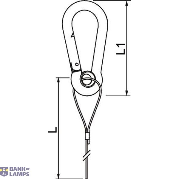 QWT SK 1 2M G Suspension wire with eyelet carabiner 1x2000mm image 2