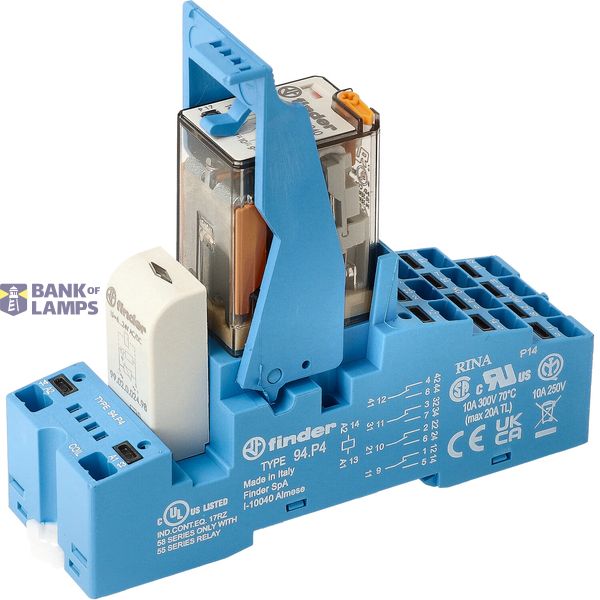 Rel. interface Mod. Push-IN 4CO 7A/24VAC/Agni/LED/varistor (58.P4.8.024.0060) image 1