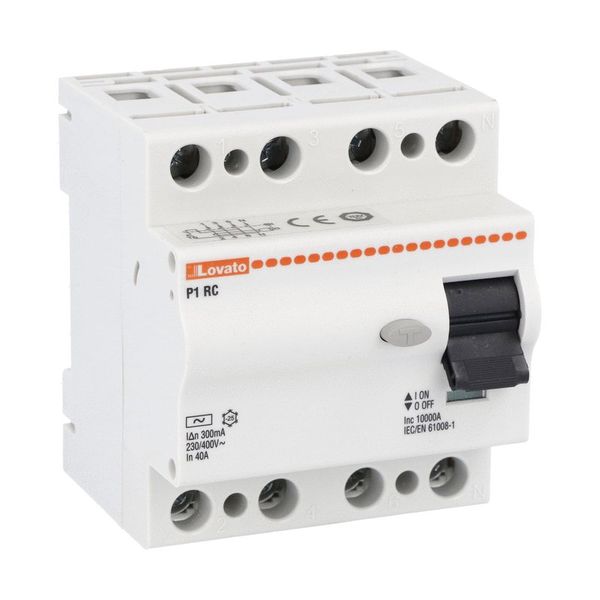 Residual current operated circuit breaker, 4 modules, 4P - type AC, 40A, 300mA image 1