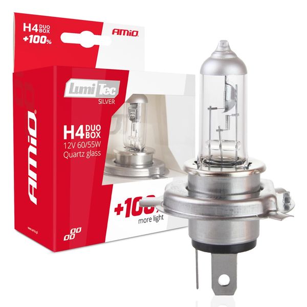 Halogen bulbs H4 12V 60/55W LumiTec SILVER +100% DUO image 1
