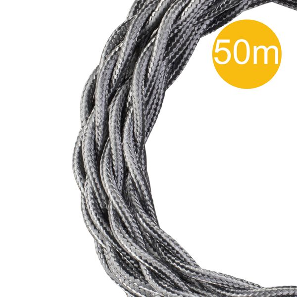 Textile Cable Twisted 3C 50M Silver image 1