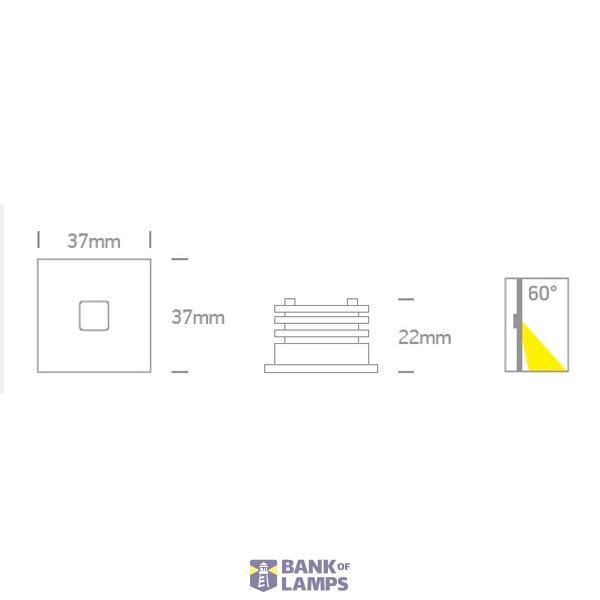 WHITE RECESSED 1W WW DARK LIGHT IP54 350mA image 2