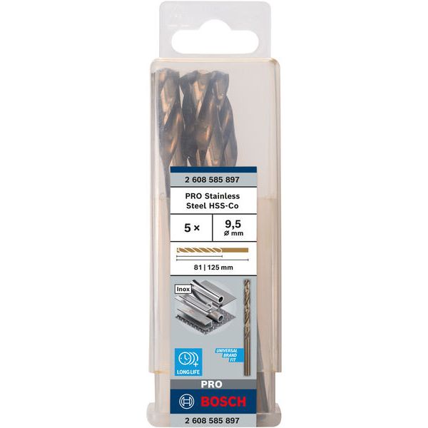 Metal drill bits HSS-Co, DIN 338 9,5 x 81 x 125 mm 5 pcs. image 1