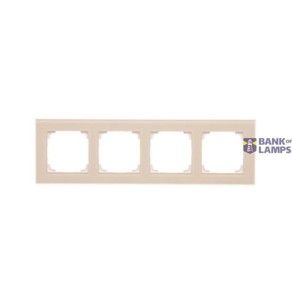 Quadruple frame, glass, frosted cream glass image 1