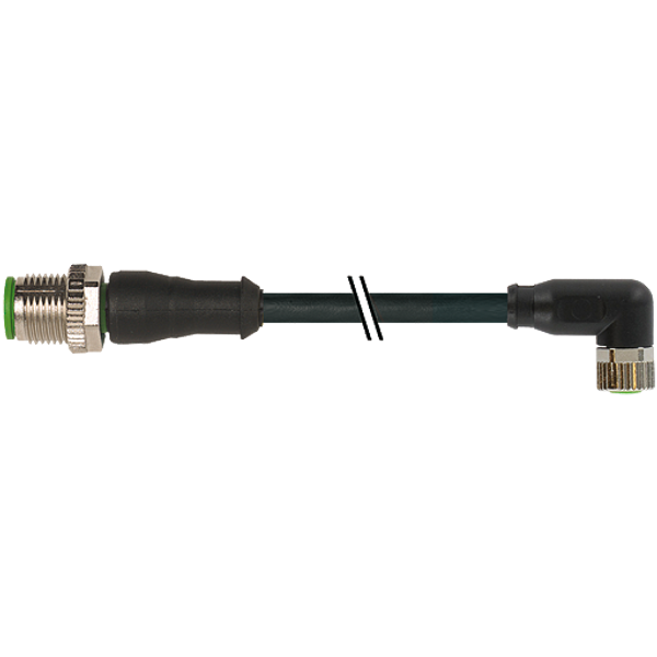 M12 male 0° / M8 female 90° A-cod. PUR 3x0.25 bk  30.0m image 1