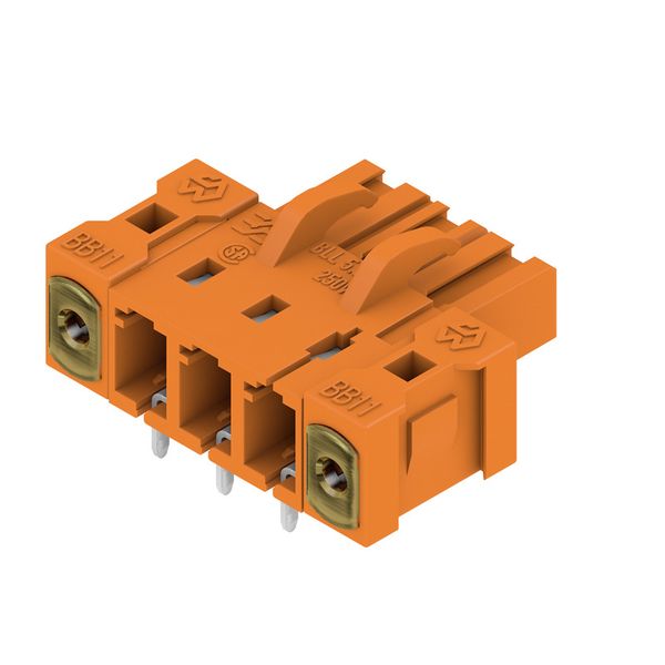 PCB plug-in connector, female header, Inverted flange, THT solder connection, 5.08 mm, Number of poles: 3, 90°, Solder pin length (l): 3.2 mm, tinned, orange, Box image 4