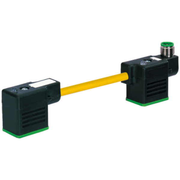 M12 male on top A-cod. / MSUD double valve BI-11mm PUR 3x0.75 ye UL/CS image 1