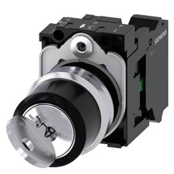 Key-operated switch RONIS, 22 mm, round, metal, high gloss, key removal O+I image 1