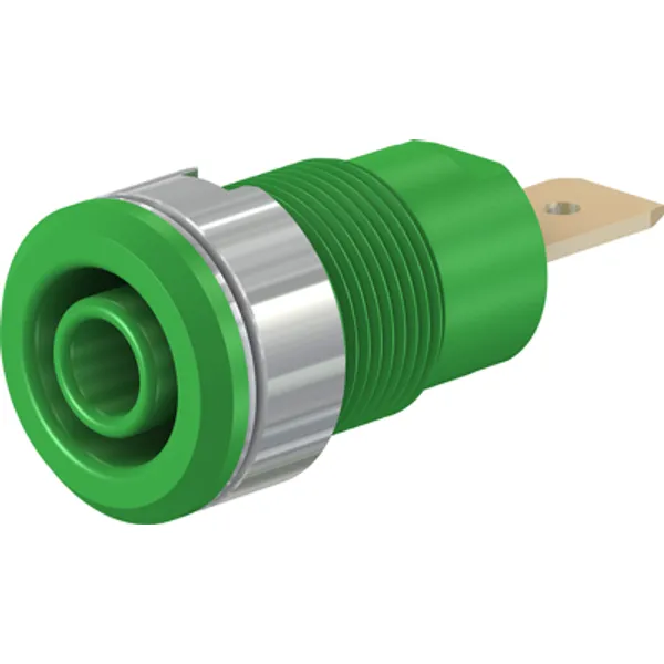 4 mm socket, flat plug connection, mounting Ø 12.2 mm, CAT III, green, 23.3060-25 image 1