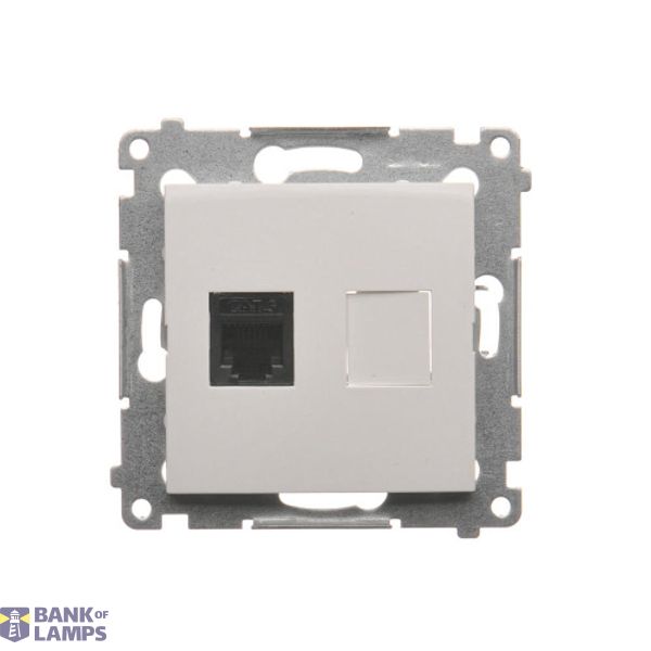 RJ12 single telephone socket, (module), white image 1