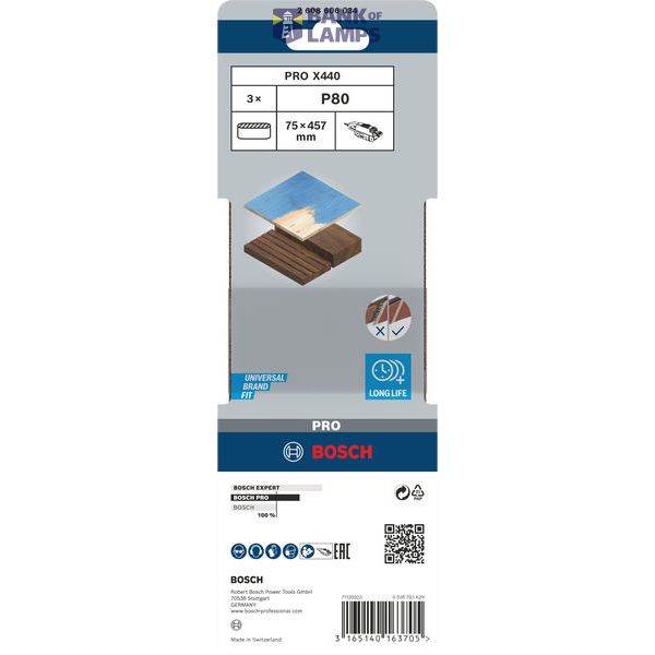 3-piece X440 sanding belt set 75 x 457 mm, 80 image 2