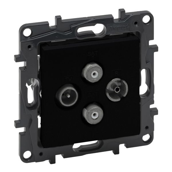 TV-R-SAT-SAT SOCKET STAR 2 CABLES BLACK image 1