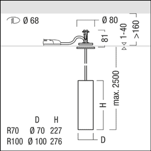 P-INF RCWH R70 900-940 LDO FL-GD WH - LED pendant luminaire image 4