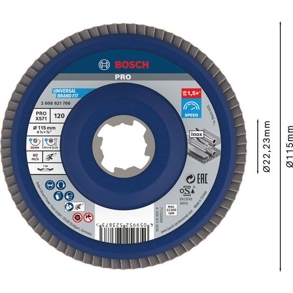 X-LOCK Flap discs, angled version, plastic plate, Ø115mm, G 120, X571, Best for Metal, 1pce image 2