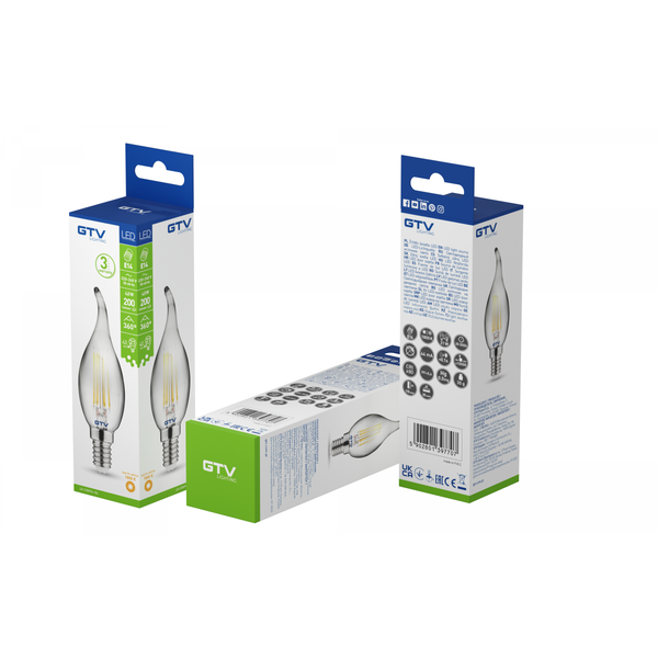 LED Bulb E14, C35L, 4 W, 200 lm, 1800K, AC220-240V, 360°, FILAMENT gray image 3